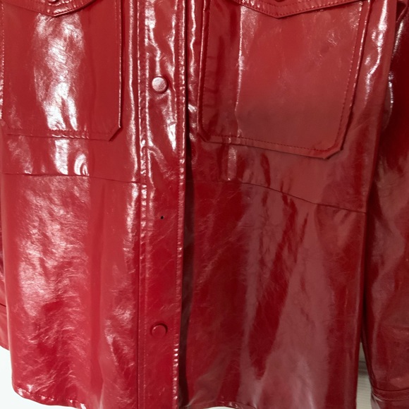 Beautiful vibrant bright BERSHKA red jacket FAUX LEATHER - Picture 5 of 7